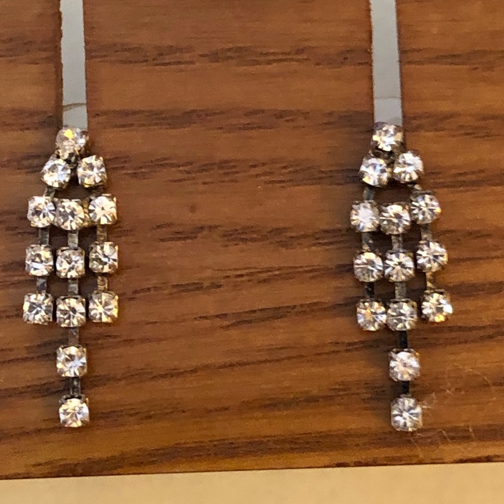 Rhinestone Necklace/2 pairs Drop Earrings Set - Picture 2 of 6